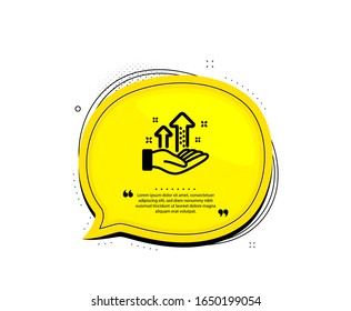 Analysis graph icon. Quote speech bubble. Results chart sign. Traffic management symbol. Quotation marks. Classic analysis graph icon. Vector