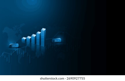 Analysis graph of the increase in the percentage of sales in the stock market all over the world