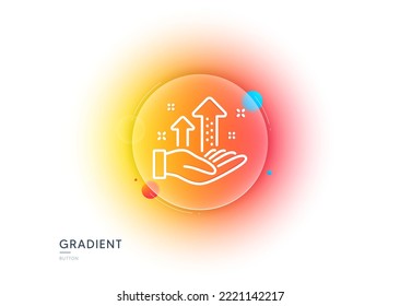 Analysis graph line icon. Gradient blur button with glassmorphism. Results chart sign. Traffic management symbol. Transparent glass design. Analysis graph line icon. Vector