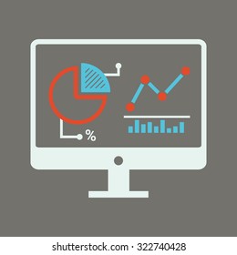 analysis graph monitor flat design