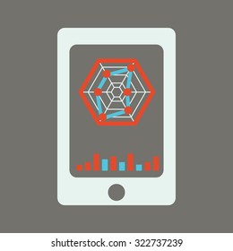 analysis graph on  phone flat design