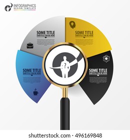 Analysis graphic design concept with magnifying glass. Vector illustration
