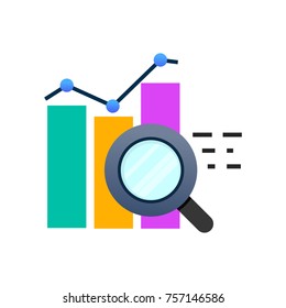 analysis of graphs and statics. magnifier and diagram