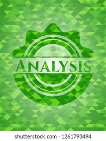 Analysis green emblem with mosaic ecological style background