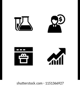 analysis icon. 4 analysis set with seo and web, progress report, flask and budget vector icons for web and mobile app