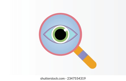 Analysis icon, Analytics financial forecast sign concept. Magnifier with eye icon.on white background.Vector Design Illustration.