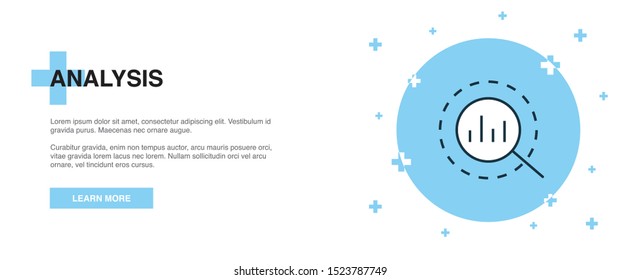analysis icon, banner outline template concept. analysis line illustration