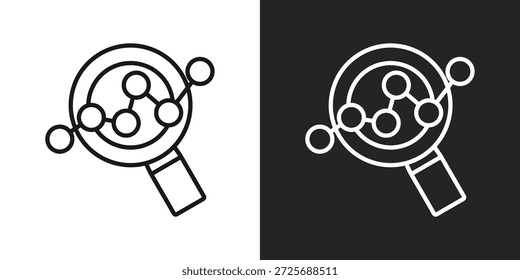 Icono de análisis en estilo de línea en blanco y negro