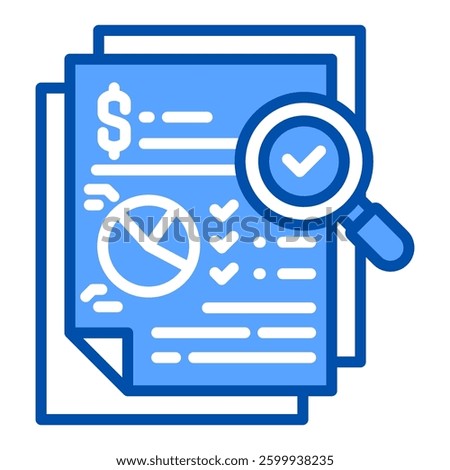 Analysis Icon in Blue Color Style. Simple Flat Icon Vector. Simple Vector Design