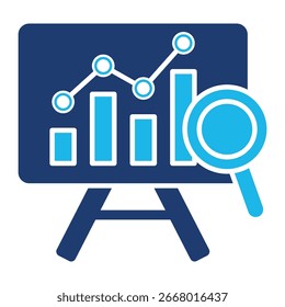 Icono De Análisis En Diseño Plano Monocromo Azul, Ilustración vectorial