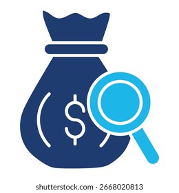 Icono De Análisis En Diseño Plano Monocromo Azul, Ilustración vectorial