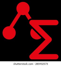 Analysis icon from Business Bicolor Set. This flat vector symbol uses red color, rounded angles, and isolated on a black background.