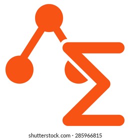 Analysis icon from Business Bicolor Set. This flat vector symbol uses orange color, rounded angles, and isolated on a white background.