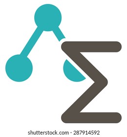 Analysis icon from Business Bicolor Set. This flat vector symbol uses grey and cyan colors, rounded angles, and isolated on a white background.