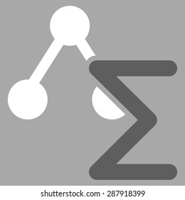 Analysis icon from Business Bicolor Set. This flat vector symbol uses dark gray and white colors, rounded angles, and isolated on a silver background.