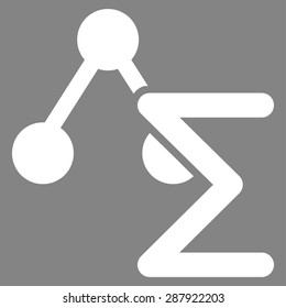 Analysis icon from Business Bicolor Set. This flat vector symbol uses white color, rounded angles, and isolated on a gray background.