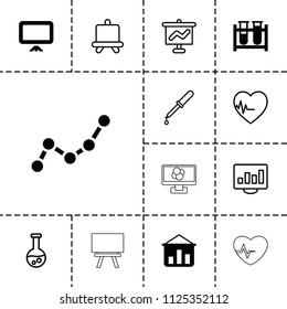 Analysis icon. collection of 13 analysis filled and outline icons such as test tube, board, graph on board, pipette, heartbeat. editable analysis icons for web and mobile.