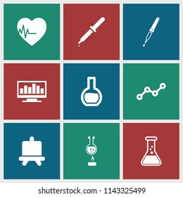 Analysis icon. collection of 9 analysis filled icons such as board, pipette, heartbeat, line graph, test tube. editable analysis icons for web and mobile.