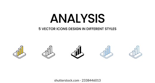 Diseño de iconos de análisis en estilo Cinco con trazo editable. Línea, Sólido, Línea plana, Color de tono Duo y Línea de degradado de color. Adecuado para diseño de páginas Web, aplicaciones móviles, UI, UX y GUI.