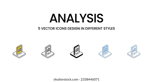 Analysis Icon Design in Five style with Editable Stroke. Line, Solid, Flat Line, Duo Tone Color, and Color Gradient Line. Suitable for Web Page, Mobile App, UI, UX and GUI design.