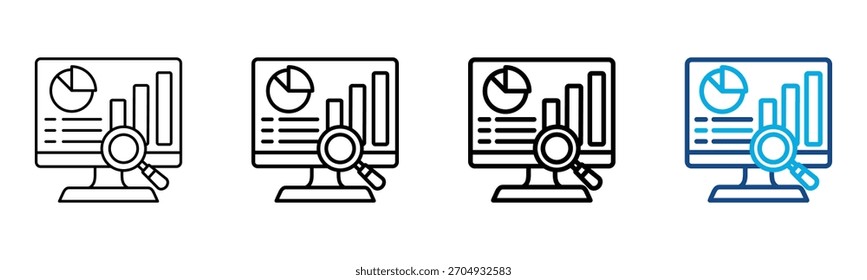 Ícone Análise Estilo Diferente Contorno Coleção Conjunto Ilustração Vetor
