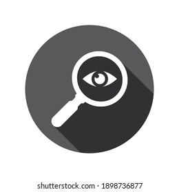 Analysis Icon. Icon Eye With A Magnifying Glass. Observation Sign