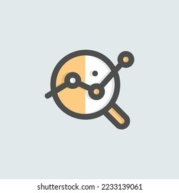  icono de análisis, icono de esquema de color finanzas aisladas en fondo azul claro, perfecto para sitio web, blog, logo, diseño gráfico, medios sociales, interfaz de usuario, aplicación móvil