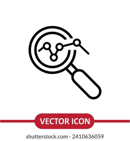 Analysis icon. Magnifier sign flat illustration on white background..eps