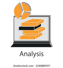 Analysis icon on white background. Creative idea design for your project. Flat vector illustration for presentation, web page, template or mobile app.