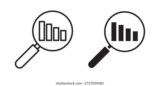 Icono de análisis sobre fondo blanco. Icono de Vector de acciones