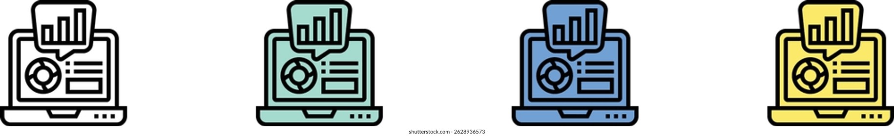 analysis icon. Outline, Green, Blue and Yellow Style Design Isolated On White Background