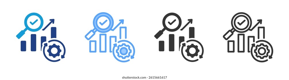 Analysis icon set multiple style collection