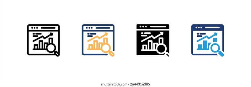Analysis icon set multiple style collection. Vector illustration.