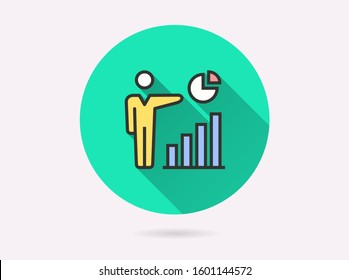Analysis icon. Simple illustration with long shadow isolated for graphic and web design.