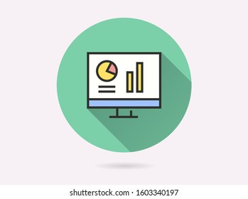 Analysis icon. Simple illustration with long shadow isolated for graphic and web design.