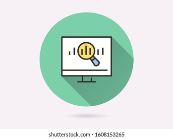Analysis icon. Simple illustration with long shadow isolated for graphic and web design.