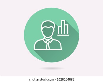Analysis icon. Simple illustration with long shadow isolated for graphic and web design.