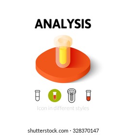 Analysis icon, vector symbol in flat, outline and isometric style