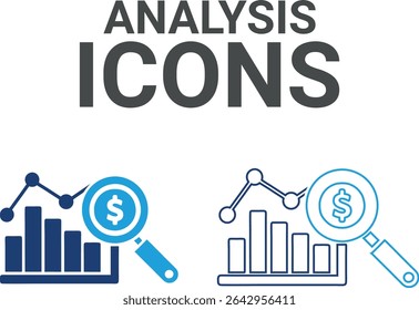 Analysis icons, Lien art Vector illustration in thin line modern style of inspection-related icons: documentation, auditor, Audit icon set. Accounting line icons collection.