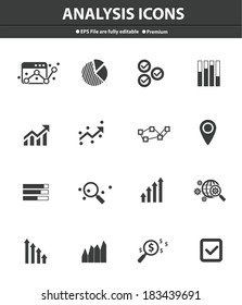 Analysesymbole auf weißem Hintergrund, schwarze Version