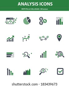 Analysis icons on white background,Green version