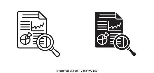 Analysis icons in outline and fill. vector illustration for ui.