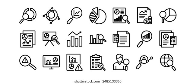 Analysis icons related vector icons set.