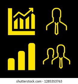 analysis icons set with bar chart, statistics bars graphic educational symbol and user vector set