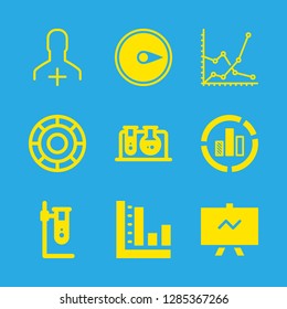 analysis icons set with bar chart, user and pie chart vector set