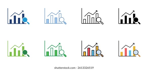 Analysis Icons Set Vector Multiple Style Collection