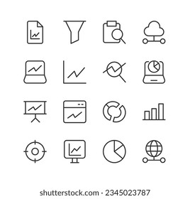 analysis icons set for web and UIUX design. Vector objects isolated on a white background