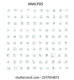 analysis icons, signs, outline symbols, concept linear illustration line collection