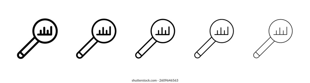 Analysis icons vectors set in different stroke lines