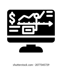 analice el vector de iconos de glifos infográficos. signo infográfico de análisis. símbolo de contorno aislado ilustración negra